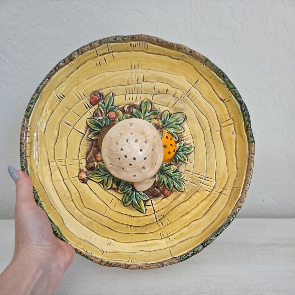 Vintage Lefton Merry Mushroom Ceramic Appetizer Hors d'oeuvre Plate Cottagecore - Picture 10 of 13